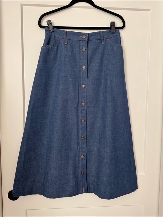 Levi's Dresses & Skirts - Vintage 1970s Levi's Orange Tab Medium Blue Button-Front A-Line Denim Skirt